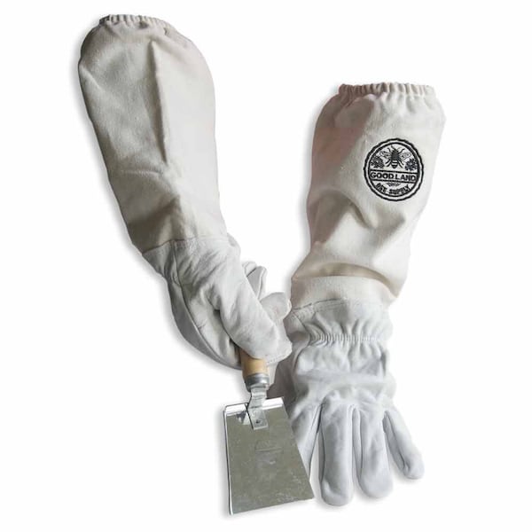 Good Land Bee Supply Natural Cotton and Sheepskin Beekeeping Gloves & Honey Comb Shovel Hive Tool (Medium) GL-GLV-SHVL-MED - main